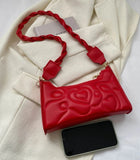 Quilted Red Heart Baguette Bag