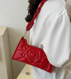 Quilted Red Heart Baguette Bag