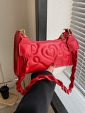 Quilted Red Heart Baguette Bag