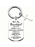 You are Beautiful Inspirational Scripture Silver Keychain