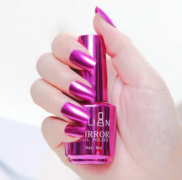 Hot Pink Mirror Chrome Nail Polish