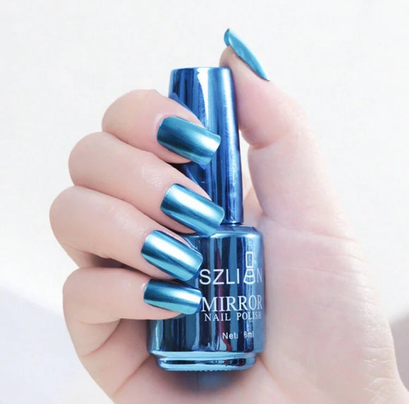 Blue Mirror Chrome Nail Polish