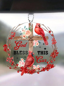 Cardinal Red Bird Inspirational Acrylic Car Ornament