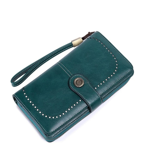 Dark Green Multi Compartment Wallet with RFID Blocking