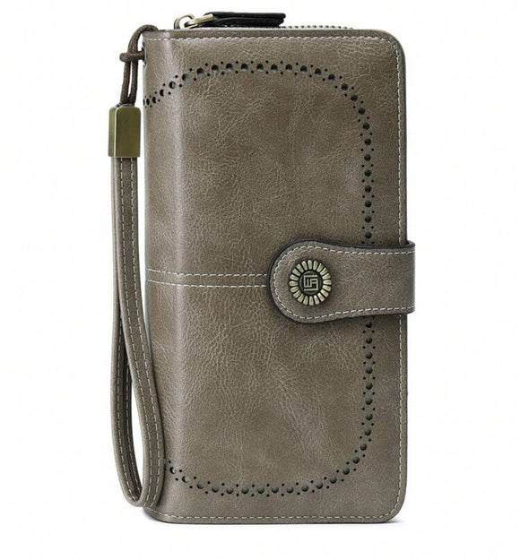 Grey Multi Compartment Wallet with RFID Blocking