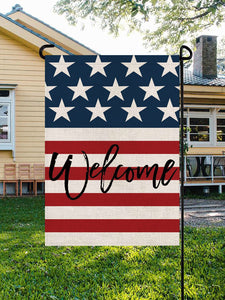 Patriotic Stars and Stripes Welcome Garden Flag