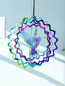 Rainbow 3D Hummingbird Metal Wind Spinner