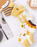 5 pair Women’s bee Design Yellow Ankle Socks