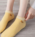 5 pair Women’s bee Design Yellow Ankle Socks