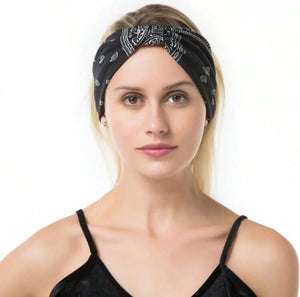 Paisley Print Black Bandana Design Headband