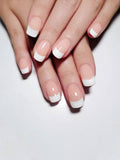 French Manicure Style Short Square Nail Set