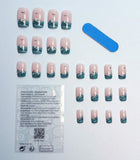 Blue Wave Design Short Square Nail Set