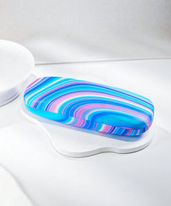 Vibrant Blue Wavy Design Eyeglass Case