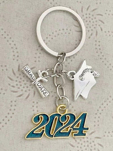 2024 Graduate and Diploma Silver Charm Stainless Steel Keychain