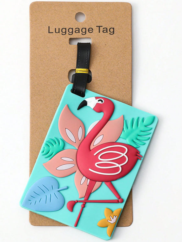 Pink Flamingo Pattern Square Luggage Tag