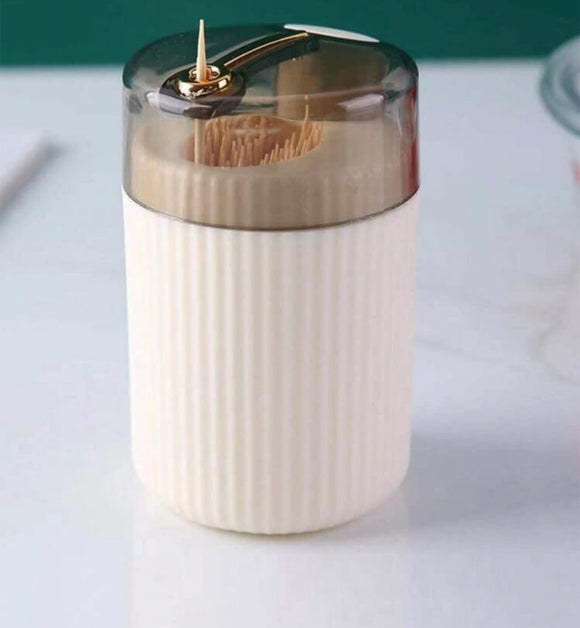 Push Button Toothpick Holder in White