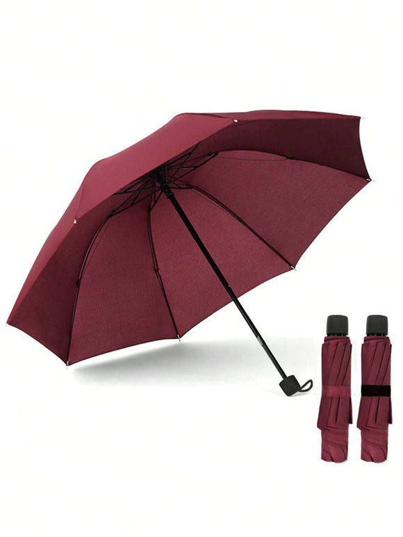 Burgundy Manual Folding Umbrella