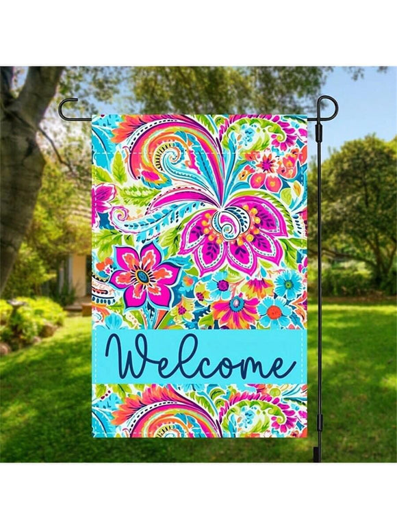 Welcome Multi Color Floral Garden Flag