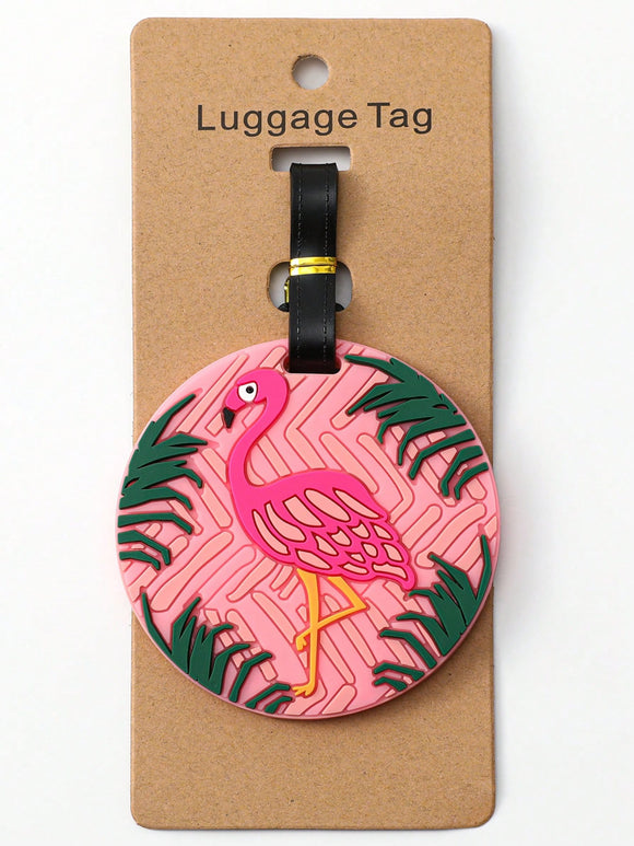 Pink Flamingo Round Luggage Tag