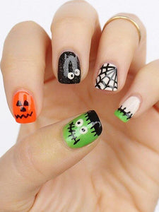 Halloween Frankenstein and Jack O’ Lantern Short Square Nail Set