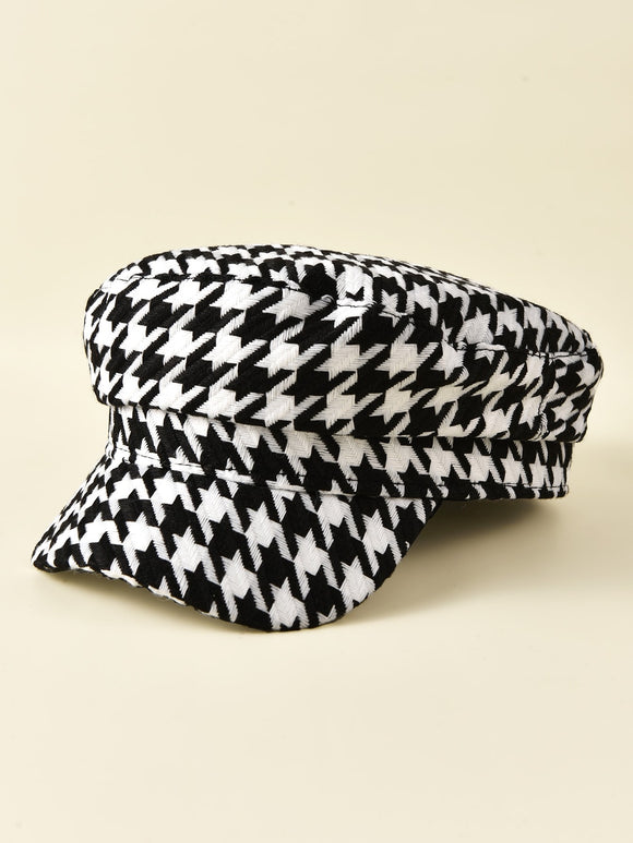 Houndstooth Plaid Baker Boy Hat