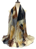 Mustard and Brown Brush Pattern Fashionable Scarf