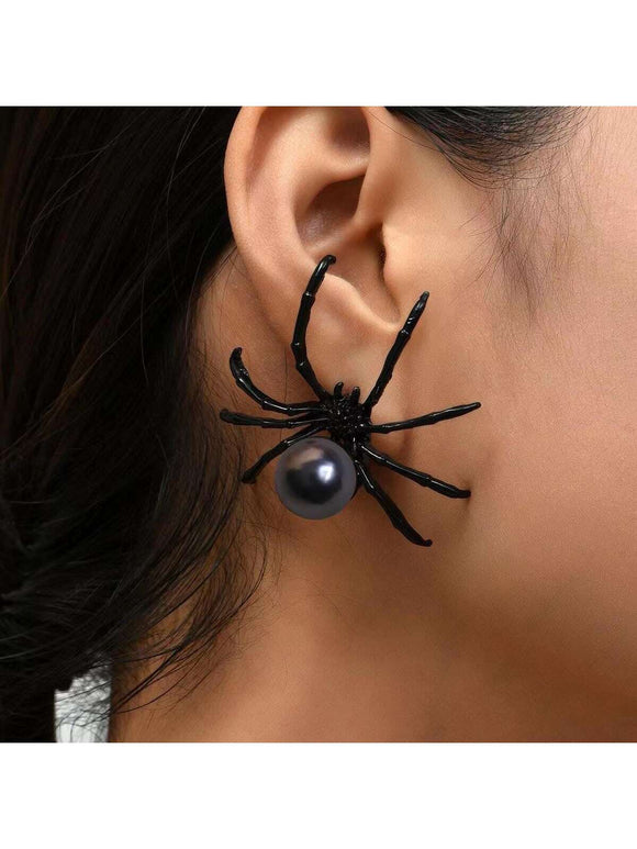 Black Pearl Spider Earrings