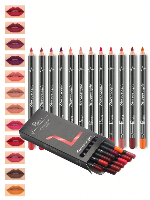 12 pcs Matte Lipliner Pencil Set