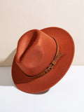 Trendy Belt Buckle Terracotta Fedora Hat