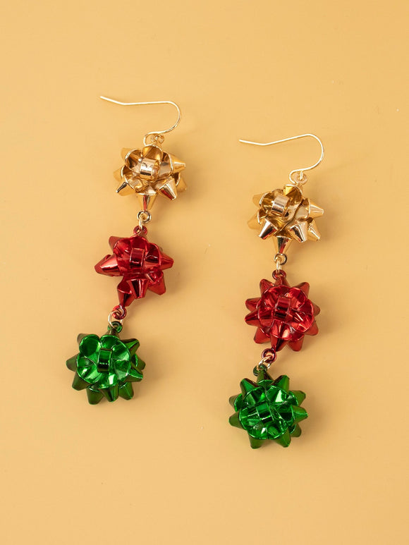 Multi Color Christmas Bow Earrings