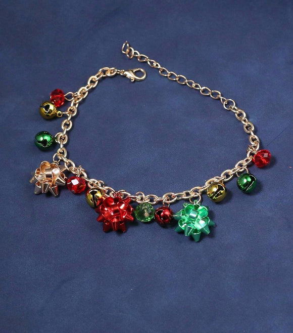 Multi Color Christmas Bow Charm Bracelet