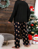 Merry Christmas Gingerbread Print Black PJ Set