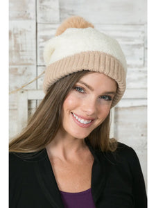 Dakota Beige Pom Beanie