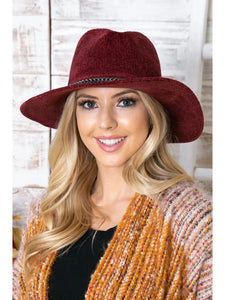 Enchanted Burgundy Chenille Fedora Hat