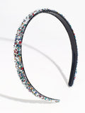 Multi Color Crushed Rhinestone and Pearl Thin Headband