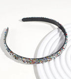 Multi Color Crushed Rhinestone and Pearl Thin Headband