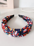 Multi Color Print Navy Background Wide Headband