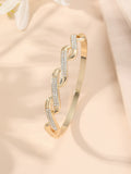 Twisted Design Rhinestone & Gold Latch Style Bracelet