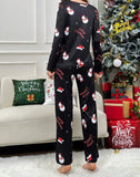 Snowman Print Black PJ Set