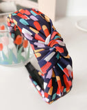 Multi Color Print Navy Background Wide Headband