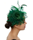 Kentucky Derby Loop Feather Fancy Green Hat