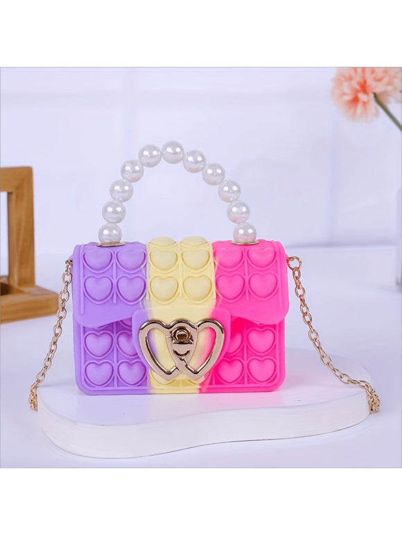 Girls Silicone Pop It Heart Design Multi Color Purse