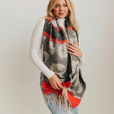 Lauren Red Stripe Leopard Scarf