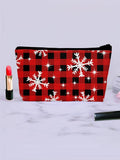 Snowflake and Buffalo Plaid Zippered Cosmetic Bag