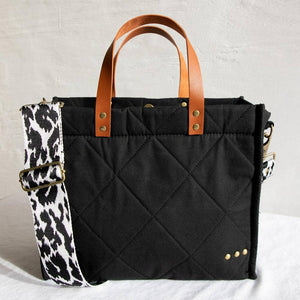 Carrie Crossbody Tote-Black Quilted