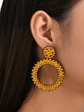 Gold Rhinestone Hoop Earring