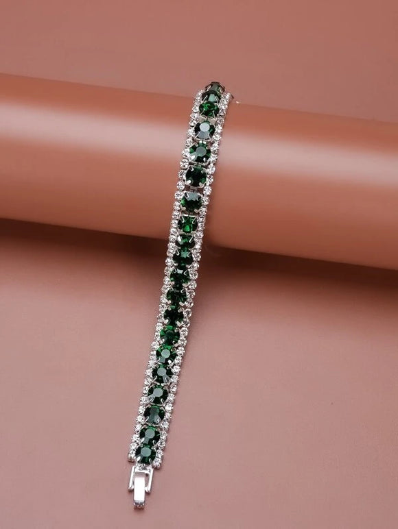 Emerald Green Rhinestone Tennis Bracelet