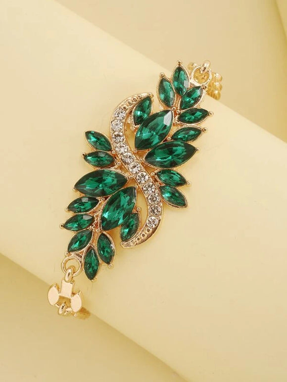 Green Marquise Rhinestone Bracelet