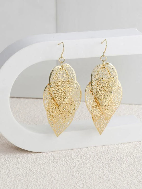 Textured Gold Leaf Layered Earring