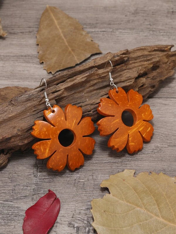 Flower Wooden Earring